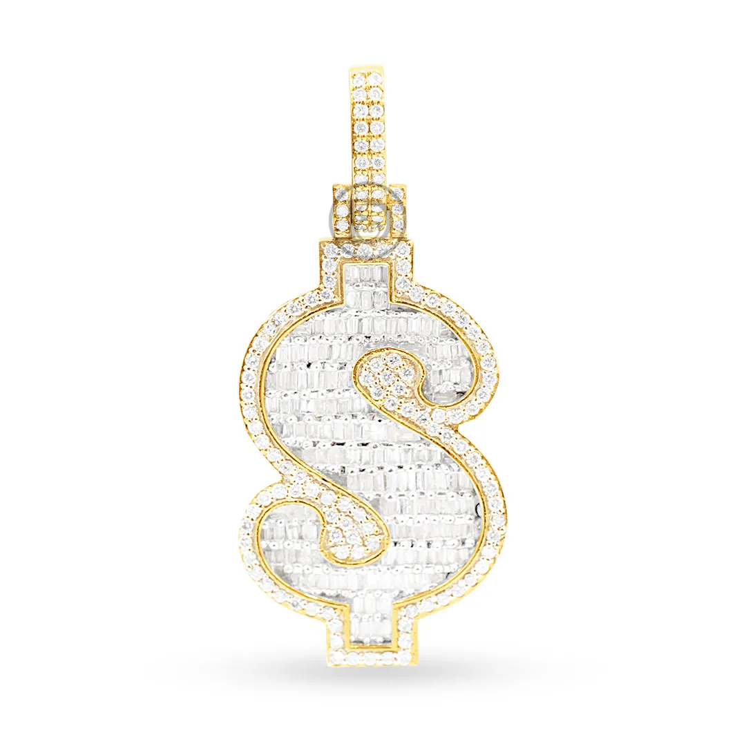 10k Yellow Gold Baguette $ Pendant With 3.75CT Diamonds