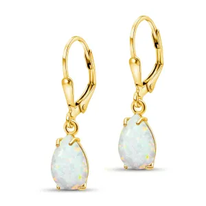 14K Gold Plated Opal Teardrop Earrings for Women  October Birthstone Jewelry  Dainty Leverback Earrings in Gold Over 925 Sterling Silver  Elegant Gift for Women