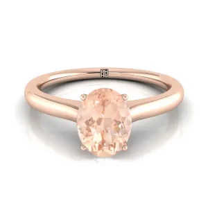 14K Rose Gold Oval Cathedral Solitaire Surprise Secret Stone Engagement Ring