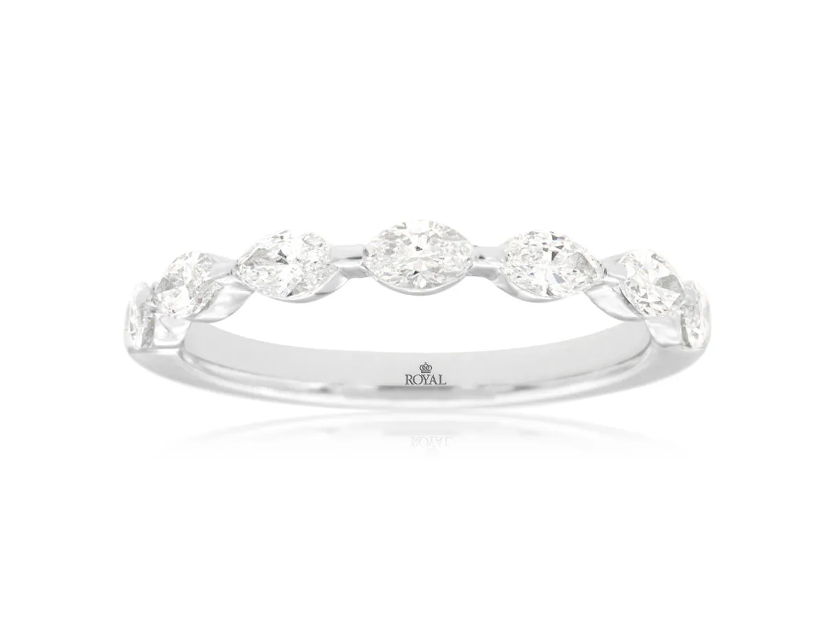 14K White Gold Floating Marquise Diamond Band