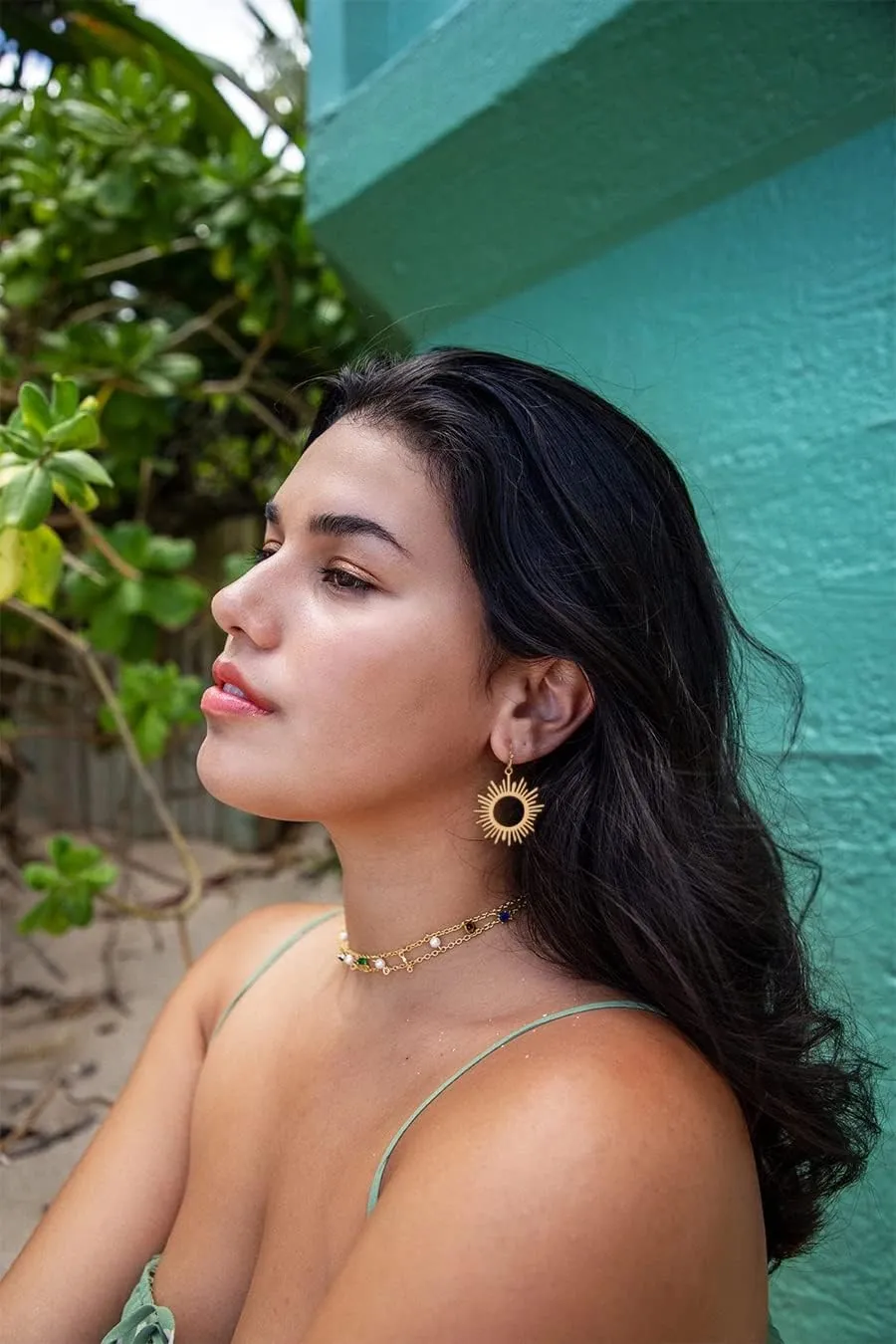 18K Gold Dangle Drop Earrings Small Round Disc Dangle Sun Hoop Earrings for Women Simple Minimalist Jewelry for Girls