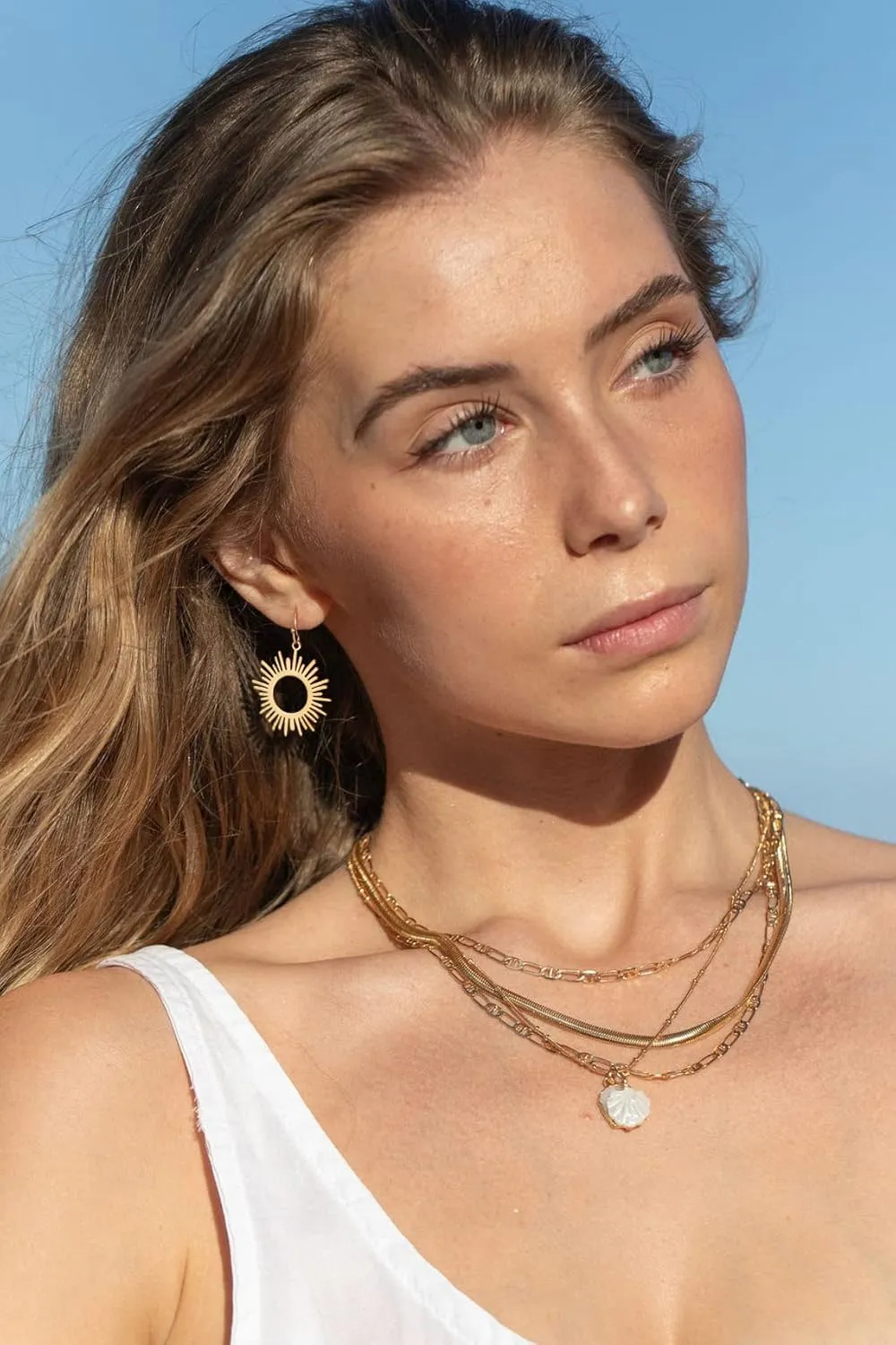 18K Gold Dangle Drop Earrings Small Round Disc Dangle Sun Hoop Earrings for Women Simple Minimalist Jewelry for Girls