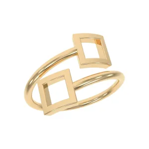 18K Gold Rings for Women - Stackable Rings in Authentic 925 Sterling Silver - Hollow Square Knuckle & Thumb Ring - Sterling Silver Rings for Teen Girls - Dainty Minimalist Rings for Women (Size 7)