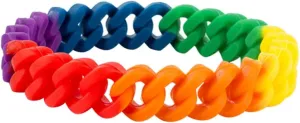 1Pc Rainbow Color Silicone Bracelet Bangle Wristlet for Women Men for Parties and Events Wristlet