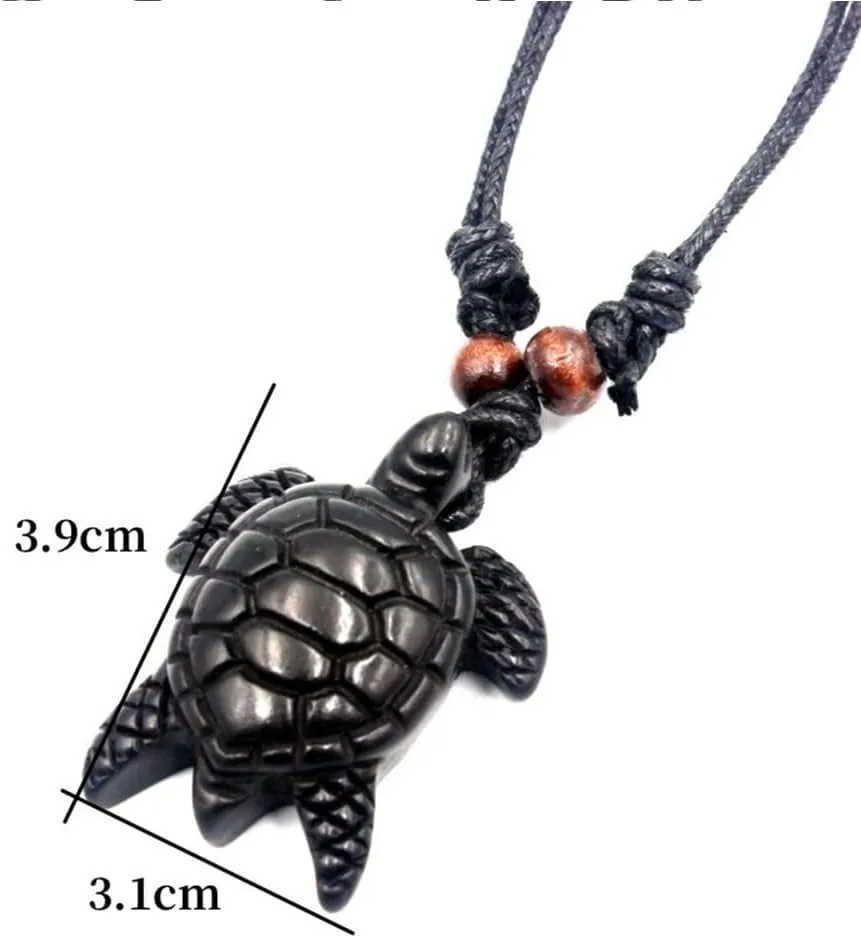 4Pcs Turtle Shark Tooth Necklace Pendant Bohemian Handmade Waterproof Surfer Necklace for Women Men Summer Beach Jewelry Gift