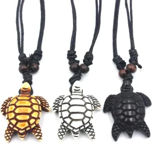 4Pcs Turtle Shark Tooth Necklace Pendant Bohemian Handmade Waterproof Surfer Necklace for Women Men Summer Beach Jewelry Gift