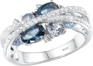 925 Sterling Silver Gemstone Ring for Women,X Shape Cubic Zirconia Engagement Wedding Band Vintage Couple Promise Rings