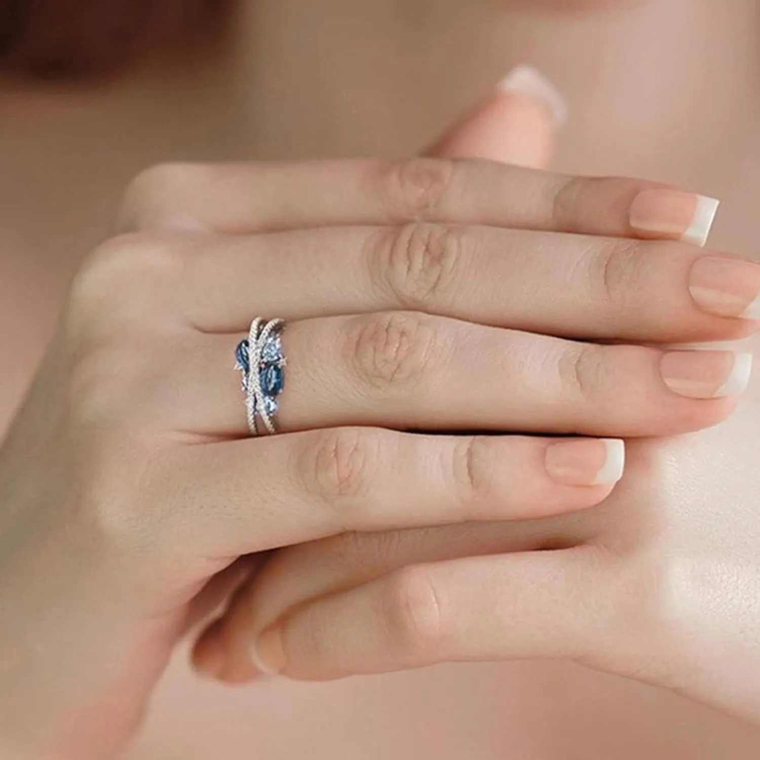 925 Sterling Silver Gemstone Ring for Women,X Shape Cubic Zirconia Engagement Wedding Band Vintage Couple Promise Rings
