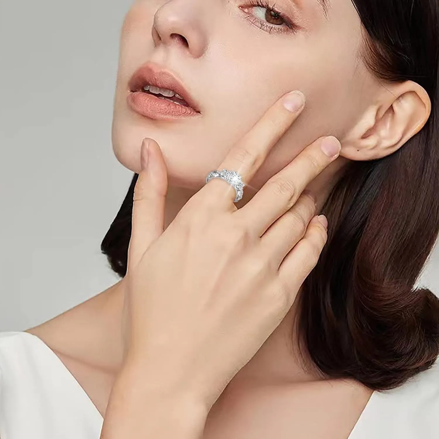 925 Sterling Silver Promise Ring for Women,CZ Eternity Wedding Anniversary Bands Valentine's Day Mother's Day Jewelry Gifts