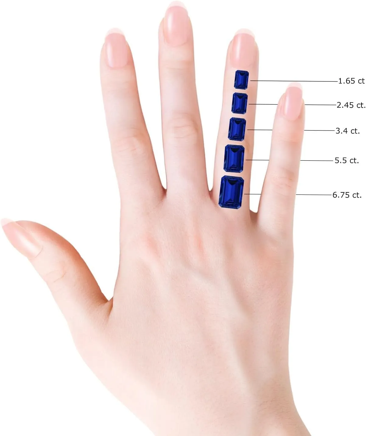 Angara Emerald-Cut Lab Grown Blue Sapphire Halo Side Stone Engagement Ring in 14K Solid Gold/Platinum | September Birthstone, Birthday, Anniversary, Wedding Jewelry Gift for Women