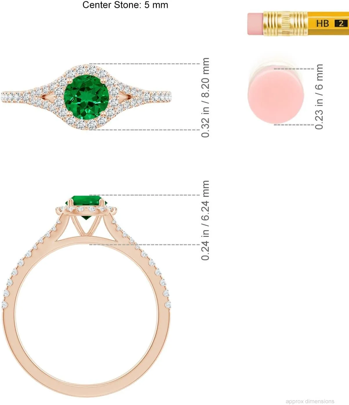 Angara Lab Grown Round Emerald Halo Split Shank Engagement Ring in 14K Solid Gold/Platinum | May Birthstone, Birthday, Anniversary, Wedding Jewelry Gift for Women