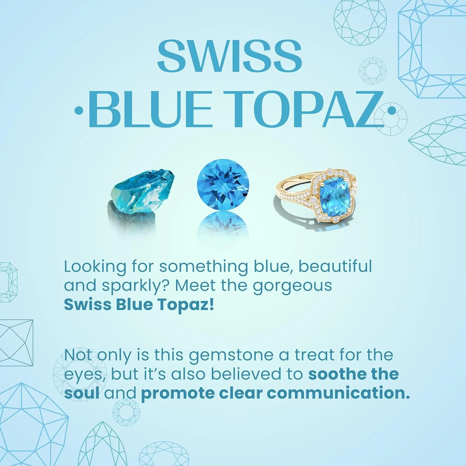 Angara Natural GIA Certified Clover-Shaped 5.99 ct Swiss Blue Topaz Halo Engagement Ring in 14K Solid Gold/Platinum for Women | November Birthstone Jewelry for Women