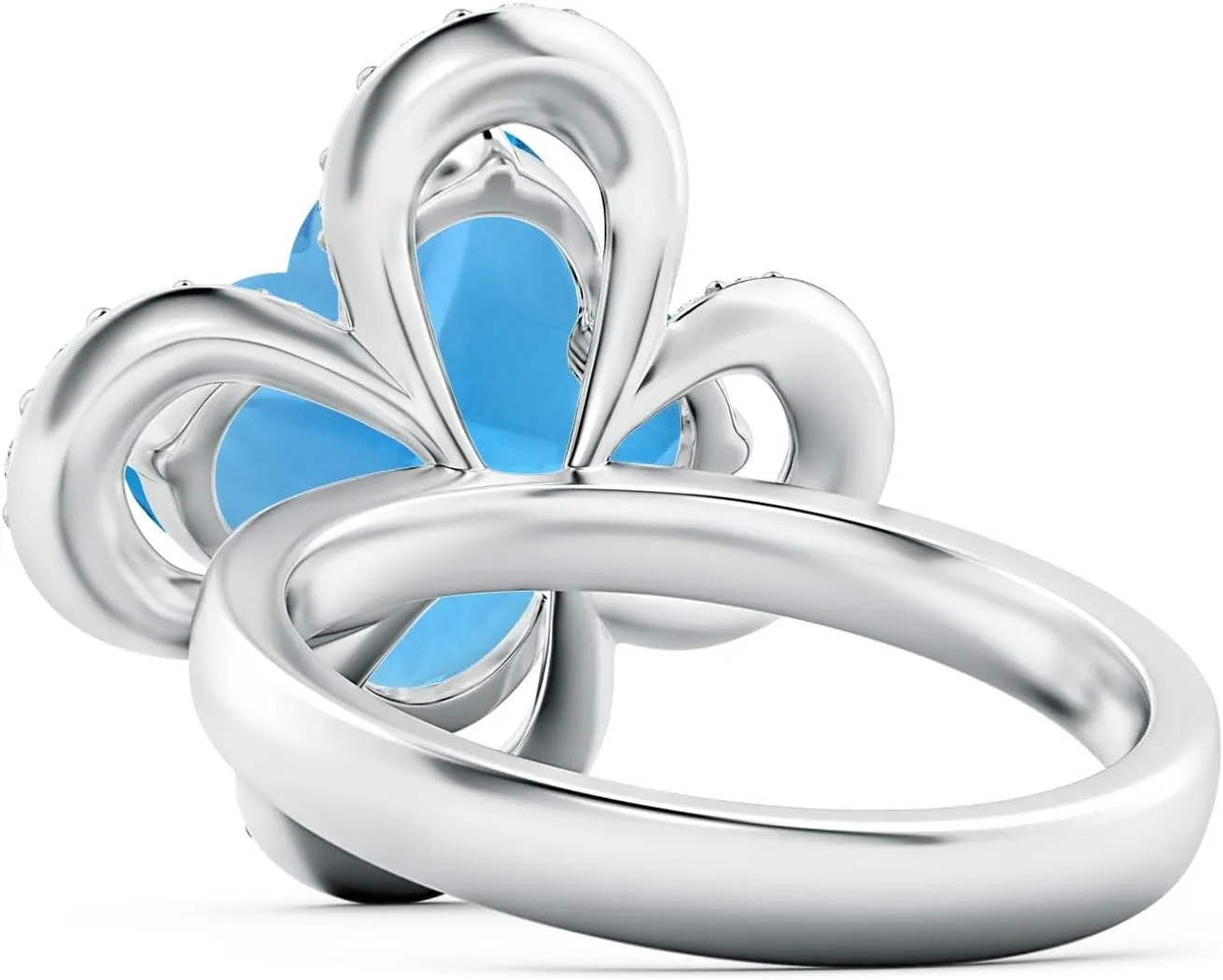 Angara Natural GIA Certified Clover-Shaped 5.99 ct Swiss Blue Topaz Halo Engagement Ring in 14K Solid Gold/Platinum for Women | November Birthstone Jewelry for Women