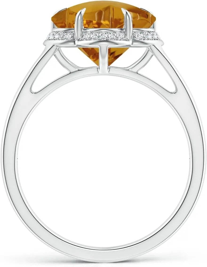 Angara Natural GIA Certified Six-Petal 3.55 ct Citrine Flower Triple Shank Cocktail Ring in 14K Solid Gold/Platinum for Women | November Birthstone Jewelry for Women