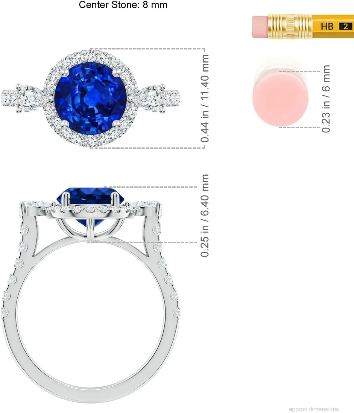 Angara Round Lab Grown Blue Sapphire Halo Side Stone Engagement Ring in 14K Solid Gold/Platinum | September Birthstone, Birthday, Anniversary, Wedding Jewelry Gift for Women