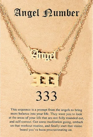 Angel Number Necklace for Women 111 222 333 444 555 666 777 888 999 Necklace Gold Old English Necklace Gold Numerology Jewelry Valentines Day Gift for Wife,Girlfriend