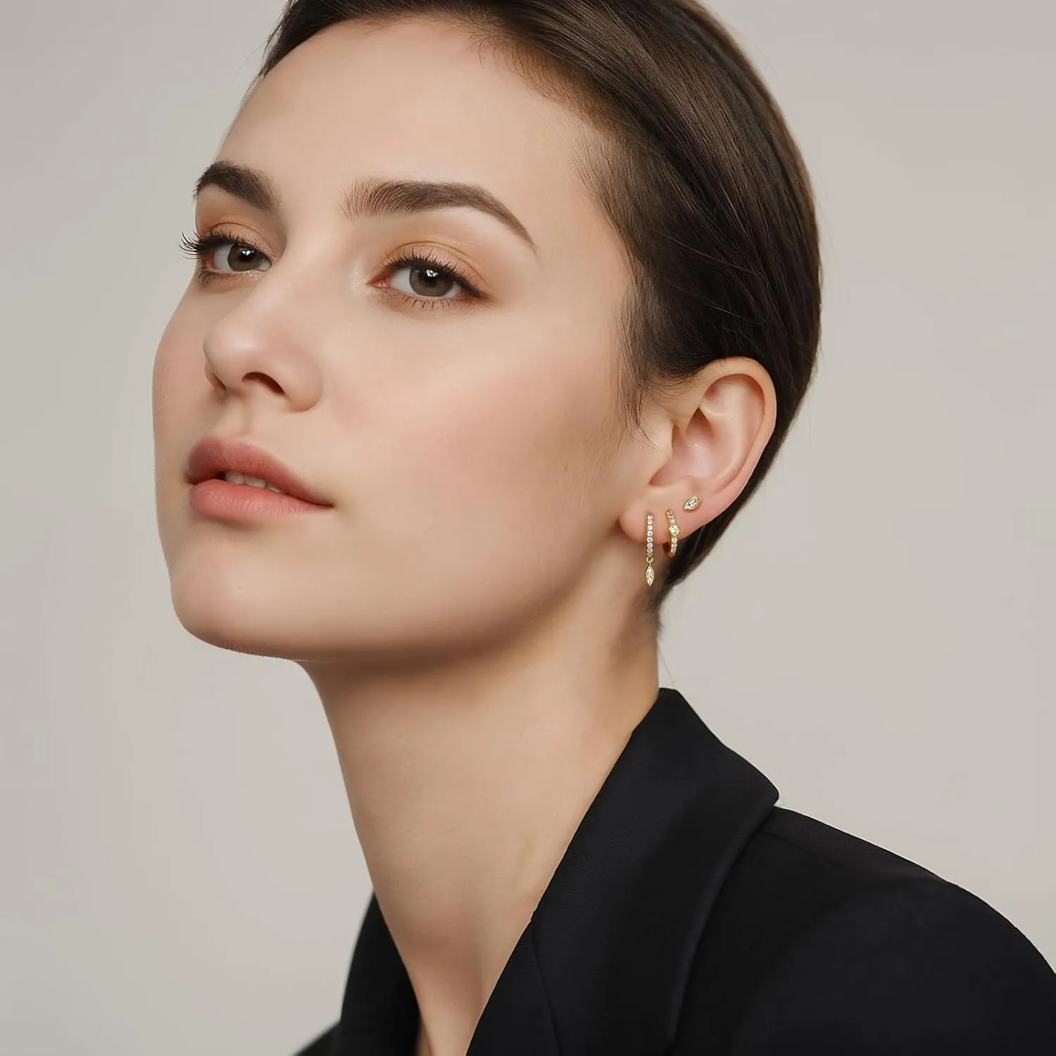 Angelady 14K Gold Huggie Hoop Earrings Set for Women, 3 Pairs Small Hoop Earring Stacks Hypoallergenic, Trendy Ear Cuff Hoops Cartilage Earrings for Women