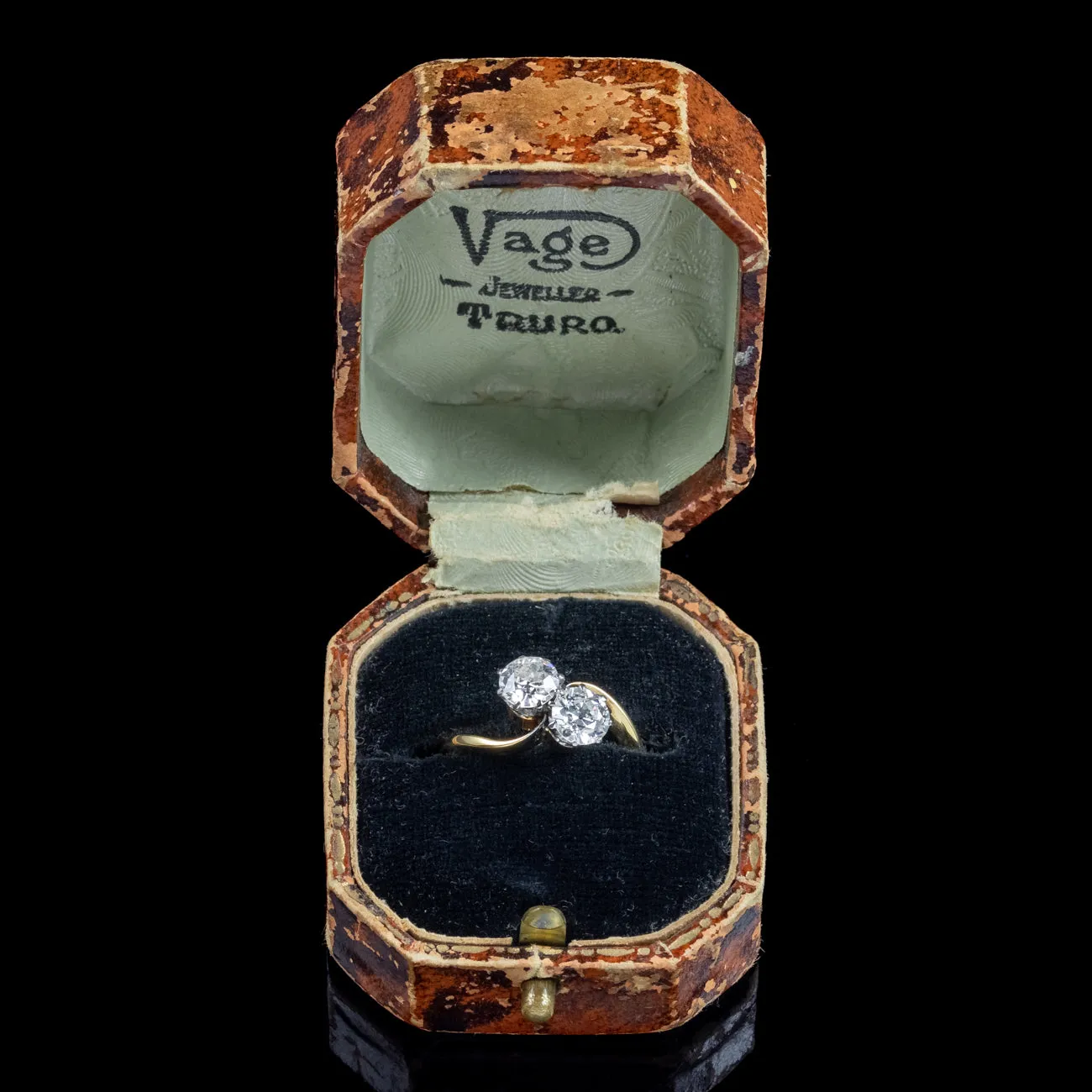 Antique Edwardian Diamond Toi Et Moi Twist Ring 1.3ct Of Diamond With Box