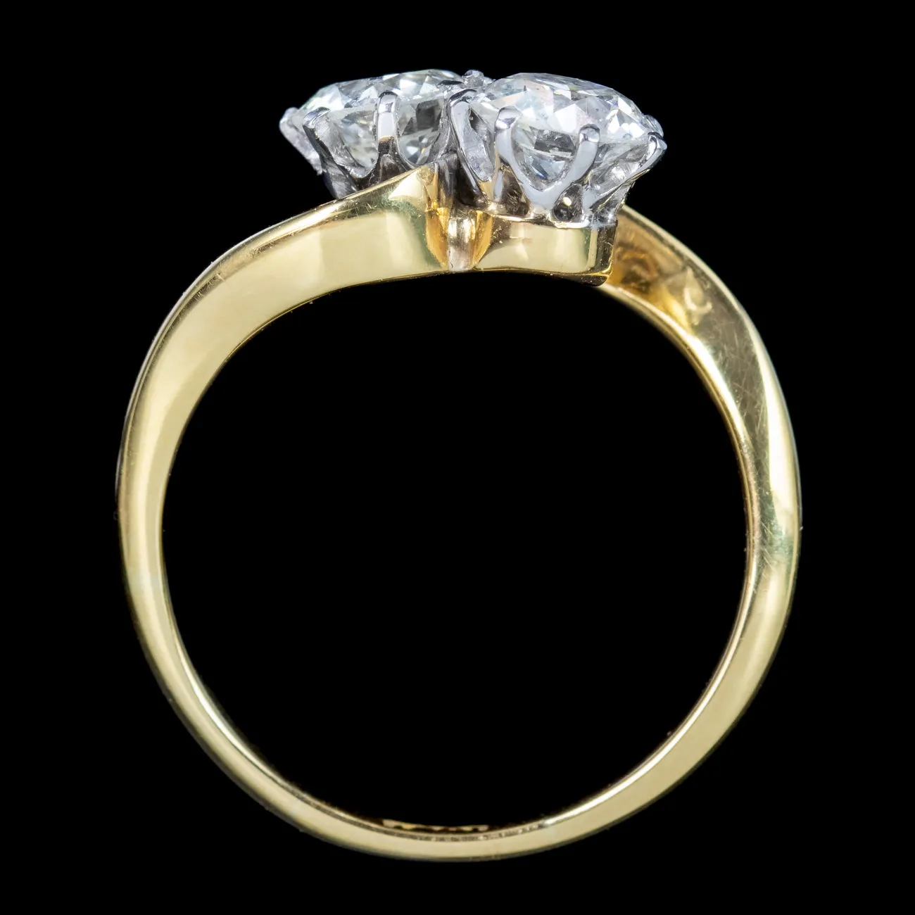 Antique Edwardian Diamond Toi Et Moi Twist Ring 1.3ct Of Diamond With Box