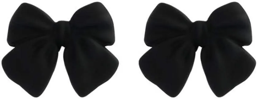 Artist Bow Tie Ribbon Stud Earrings for Women Red Black Daily Bow Earring Jewelry