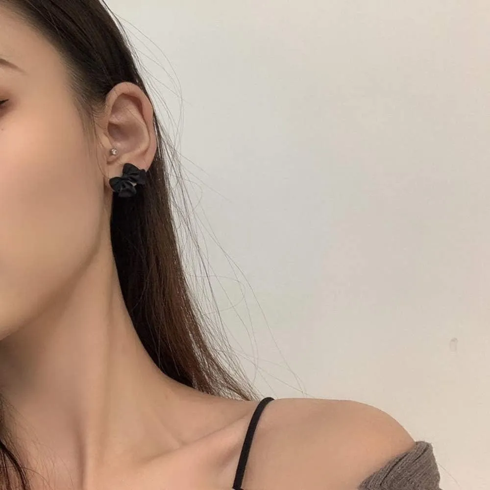 Artist Bow Tie Ribbon Stud Earrings for Women Red Black Daily Bow Earring Jewelry