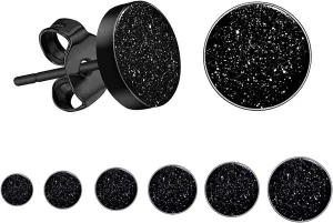 Black Round Stud Earrings Set Hypoallergenic Surgical Stainless Steel Black Earrings for Men Women Jewelry 6 Pairs 3mm-8mm