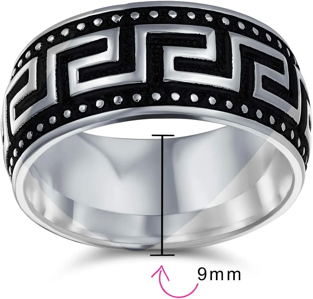 Bling Jewelry Personalized Wide Unisex Heavy Braided Wheat Weave Woven Wire Twisted Rope Cable Wedding Band Ring For Mens Women Beveled Edge Oxidized .925 Sterling Silver 8MM Customizable