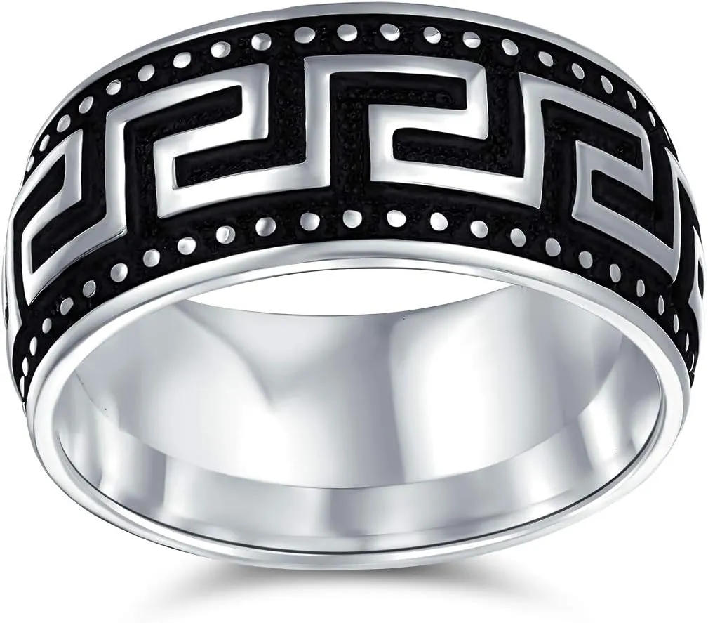Bling Jewelry Personalized Wide Unisex Heavy Braided Wheat Weave Woven Wire Twisted Rope Cable Wedding Band Ring For Mens Women Beveled Edge Oxidized .925 Sterling Silver 8MM Customizable