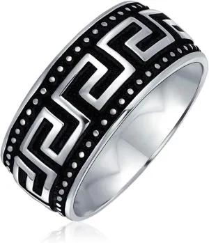 Bling Jewelry Personalized Wide Unisex Heavy Braided Wheat Weave Woven Wire Twisted Rope Cable Wedding Band Ring For Mens Women Beveled Edge Oxidized .925 Sterling Silver 8MM Customizable