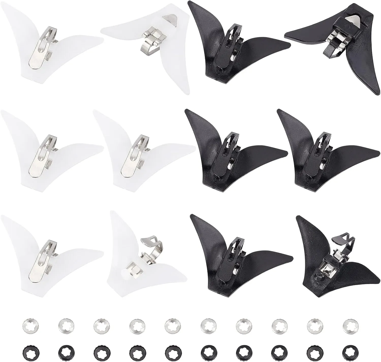 CHGCRAFT 20Pcs 2 Colors Bow Tie Clips Bowtie Hardware Fastener Black Silver Iron Clip-On tie Clip with Plastic Fixed Collar Clips for DIY Bowtie Hardware Closure 54mm  30mm