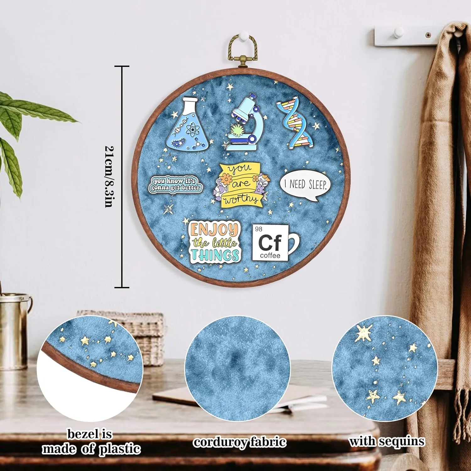 Corduroy Wall Hanging Brooch Jewelry Storage Display Stand Enamel Pin Display Holder Velvet Earrings Necklace Pin Display Board