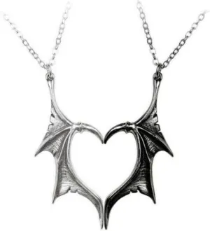 Couple Necklace for 2 Matching Love Heart Necklace BFF Best Friends Friendship Necklace for Women Men Halloween Bat Wing Necklace Jewelry Gift