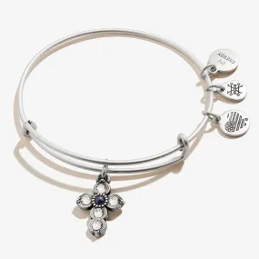 Bangle Bracelet Featuring Cross Charm and Pearl Infusion