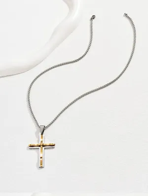 Dcfywl731 Cross Necklace for Men Fathers Day Gifts for Husband First Fathers Day Gifts for New Dad Gold Silver Chain Mens Cross Necklace