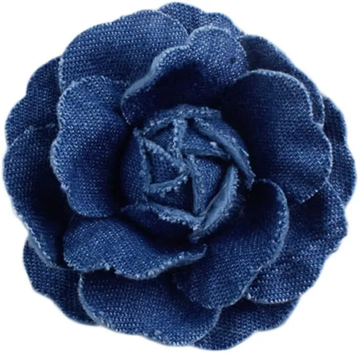 Denim Flower Brooch with Blue Jeans Hair Clips and Pins BW21