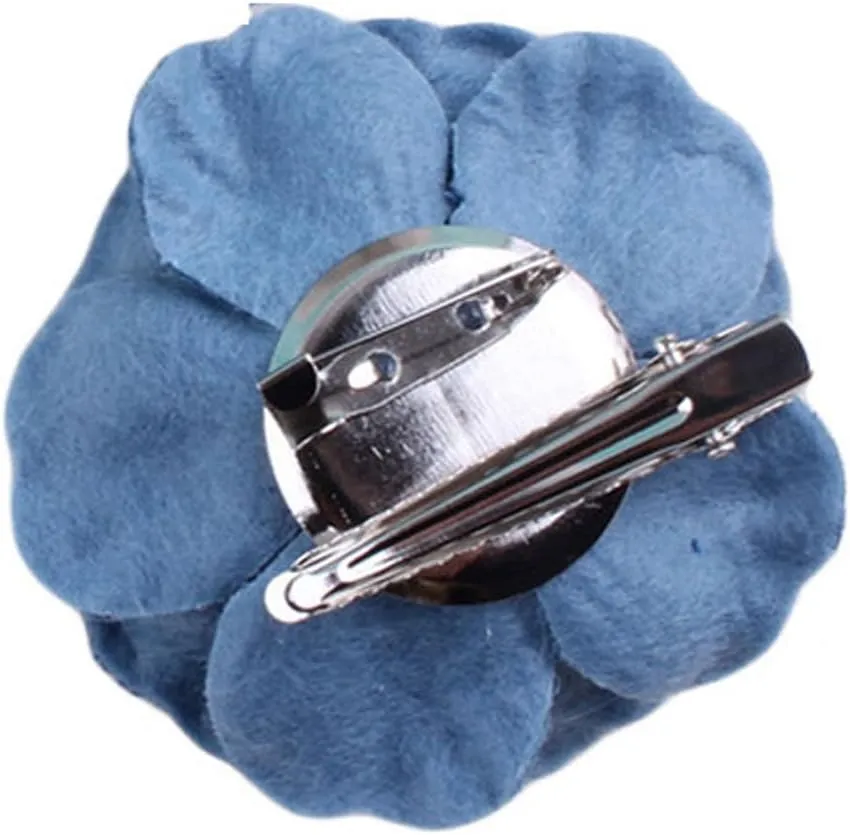 Denim Flower Brooch with Blue Jeans Hair Clips and Pins BW21
