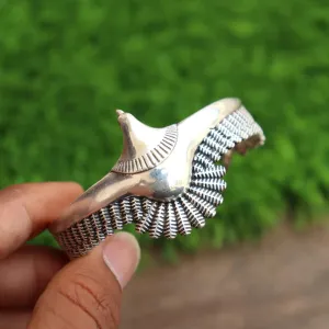 Eagle Bangle, Birds Feather Design Bangle, Unique Jewelry, Statement Bangle, Cuff Bangle, Birthday Gift, Solid 925 Sterling Silver Field Bangle