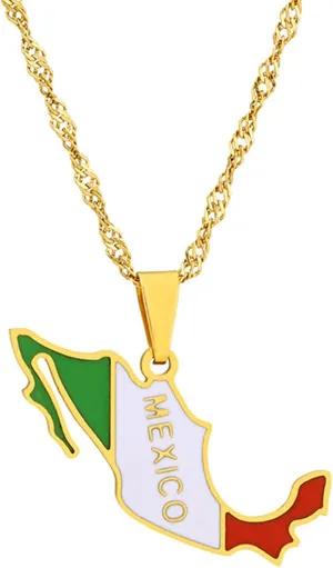 Fashion Stainless Steel Mexico Map Pendant Necklace
