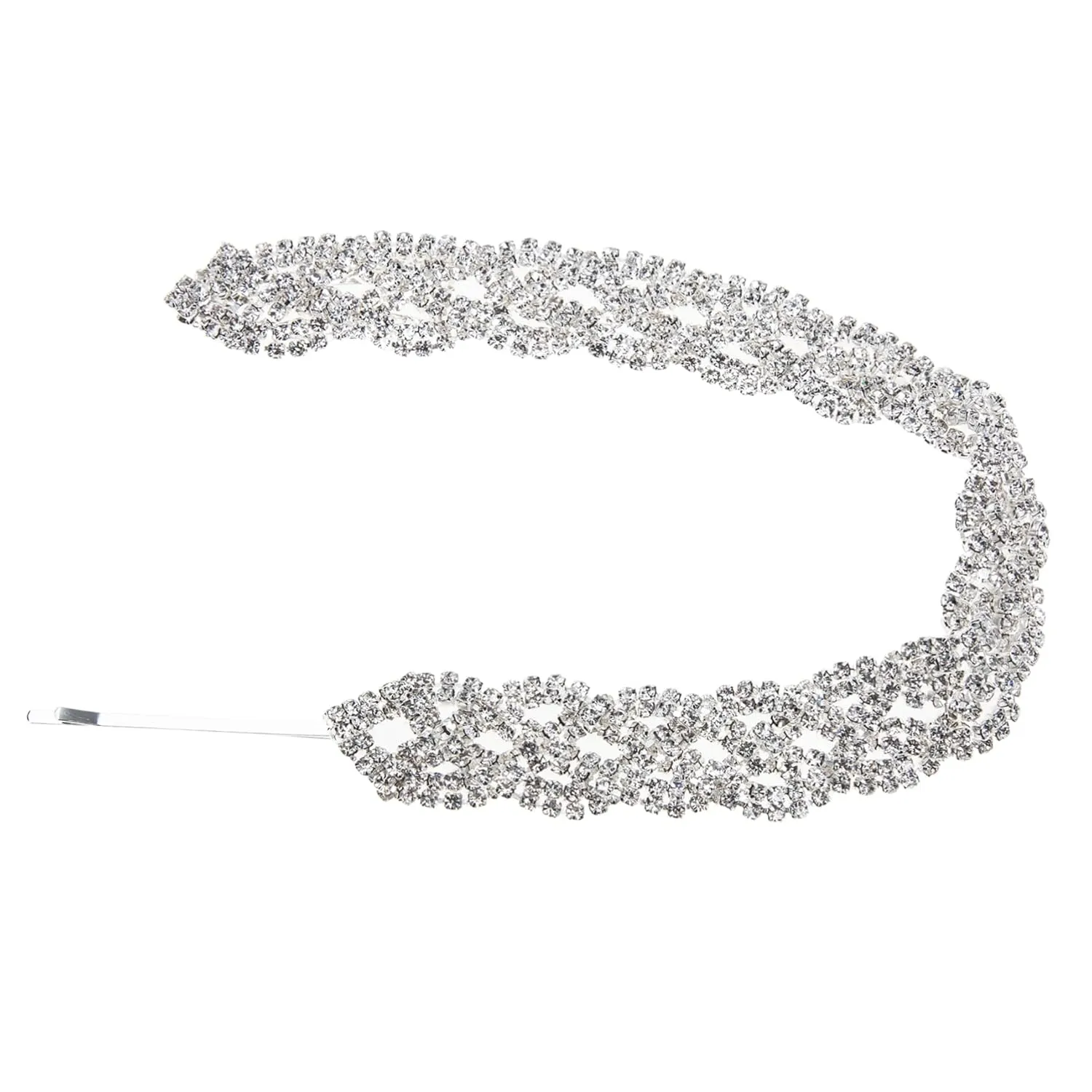 Gatuida Fashion Rhinestone Braid Headband Women's Rhinestone Hairpin Accessory for Wedding Ponytail Hair Extension Chain