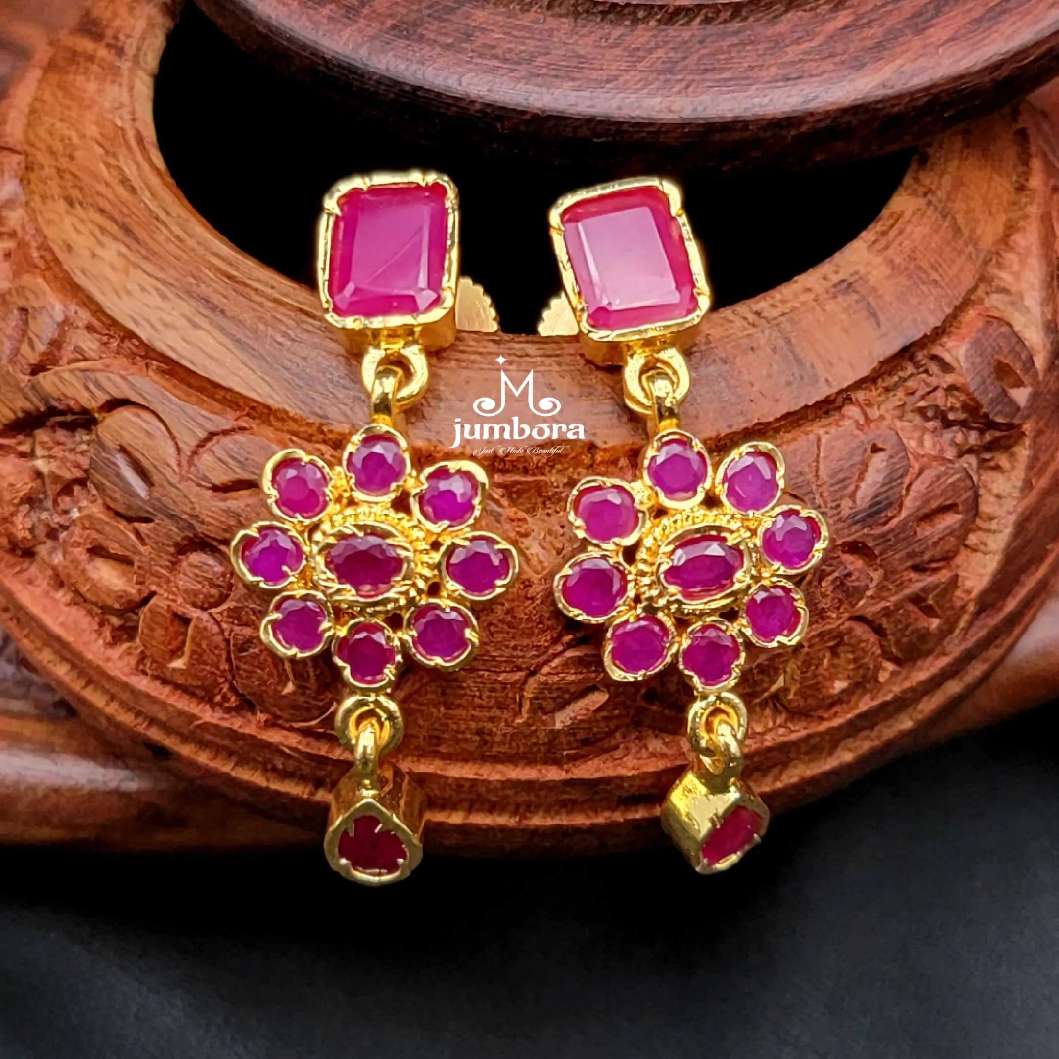 Gold Alike Ruby Red AD Zircon CZ Necklace Set