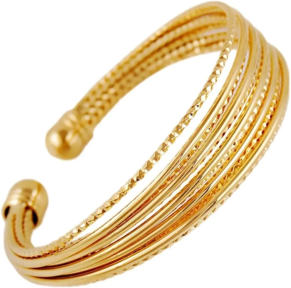 Gold Plated Cuff Bangle with Zircon Elegant Comfortable Bracelet Occasion present for Family and Friends Unique