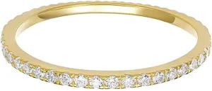 Gold Plated Stackable Ring for Women,925 Sterling Silver CZ Eternity Wedding Band Anniversary Mother's Day Jewelry for Mother