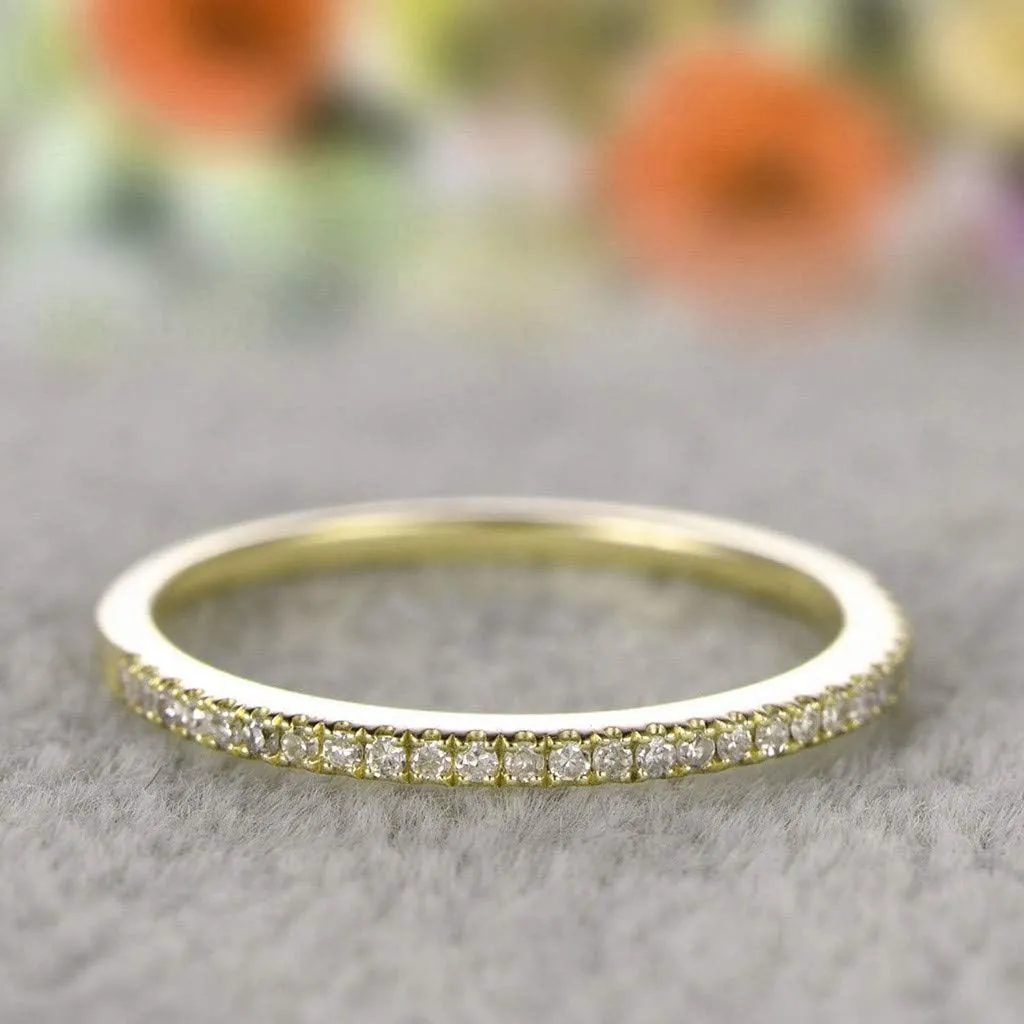 Gold Plated Stackable Ring for Women,925 Sterling Silver CZ Eternity Wedding Band Anniversary Mother's Day Jewelry for Mother
