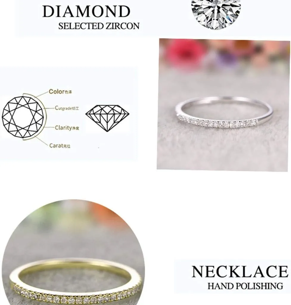 Gold Plated Stackable Ring for Women,925 Sterling Silver CZ Eternity Wedding Band Anniversary Mother's Day Jewelry for Mother
