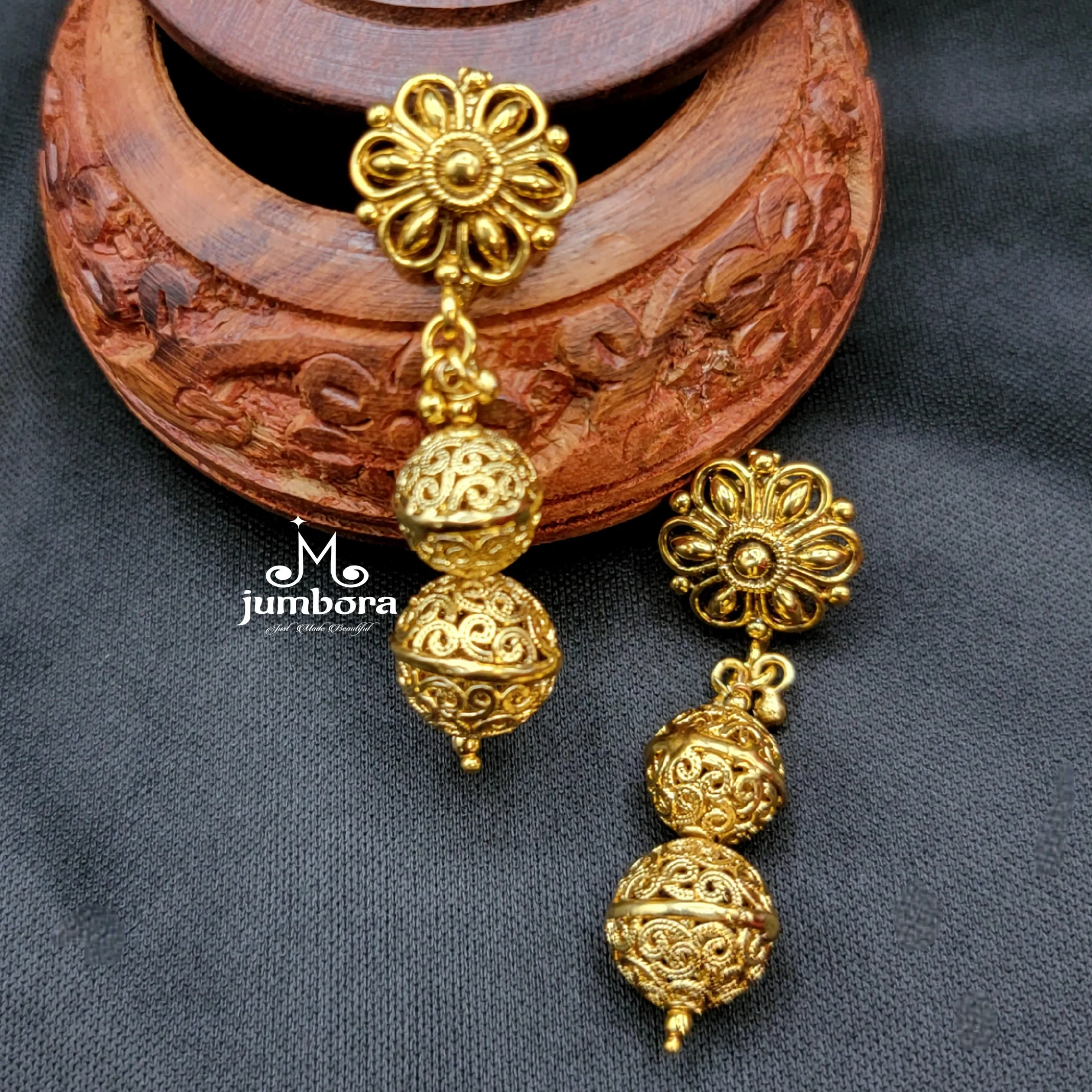 Handmade Gold Ball & Pearl Mala Necklace