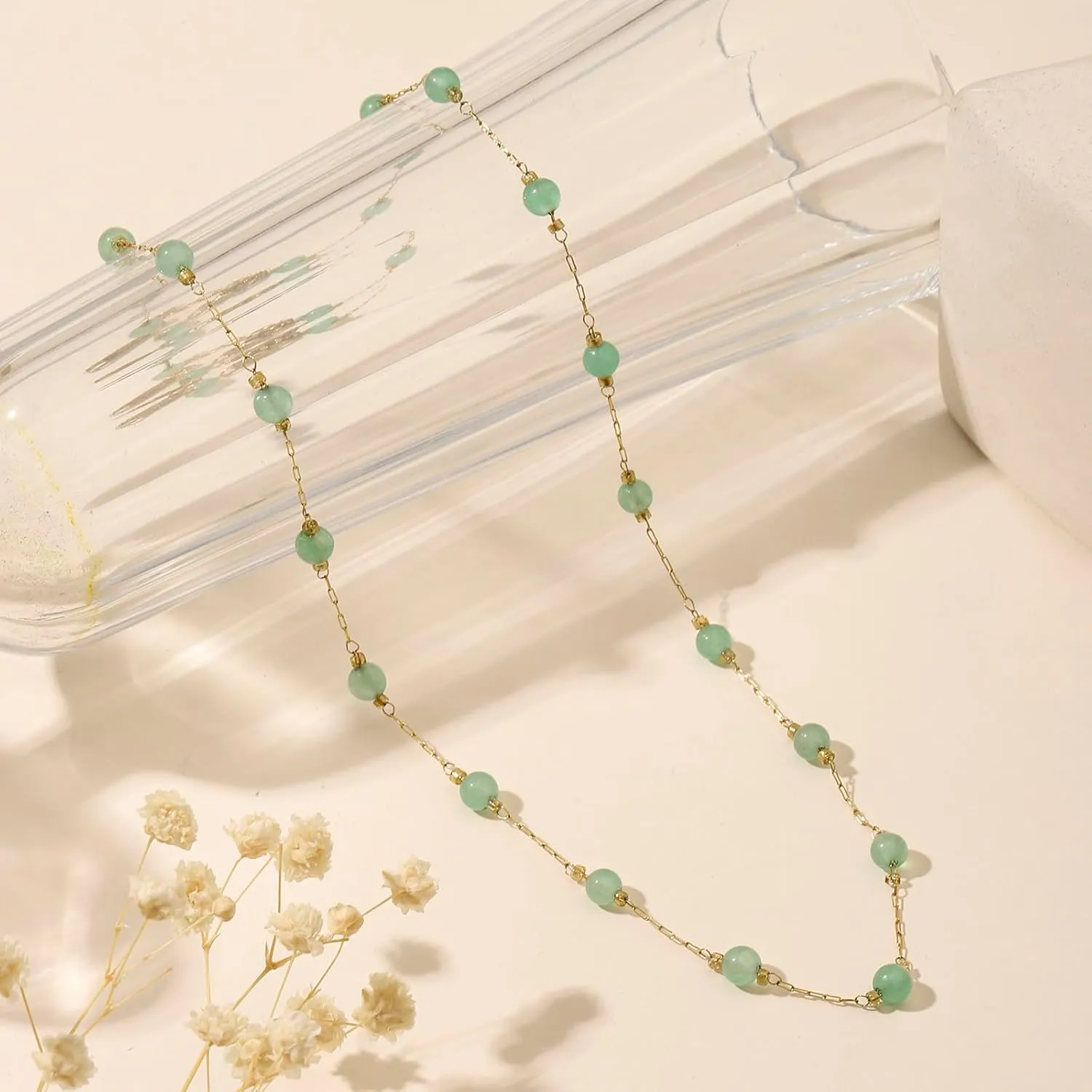 Jade Necklace for Women Green Aventurine Necklace Natural Jade Pendant Jade Choker Necklace Gemstone Necklace Green Crystal Necklace Jade Jewelry for Women