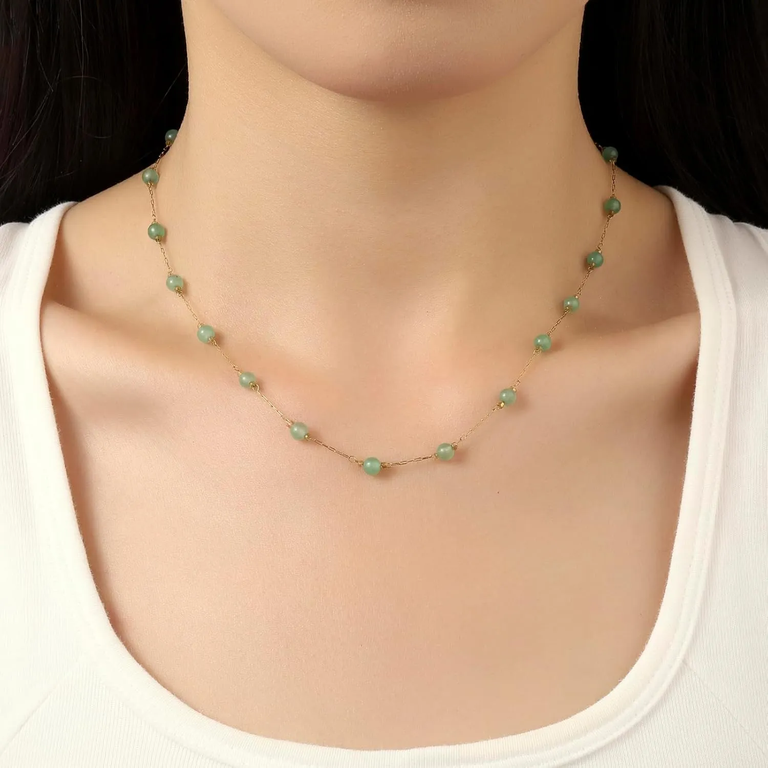 Jade Necklace for Women Green Aventurine Necklace Natural Jade Pendant Jade Choker Necklace Gemstone Necklace Green Crystal Necklace Jade Jewelry for Women