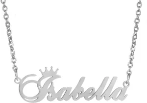 JIAHATE Personalized Name Pendant Necklace,Old English Font Custom Handmade Script Initial Nameplate Necklace Jewelry Gift for Girls Womens,Name Crown Necklace