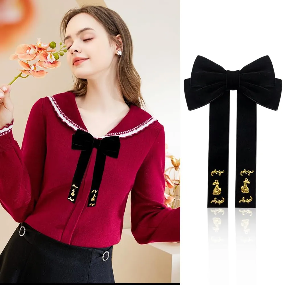 JKQBUX Bowknot Ribbon Bow Tie Brooch Pin Wedding Party Pre Tied Shirt Dress Collar Clips Neck Tie For Women Girl