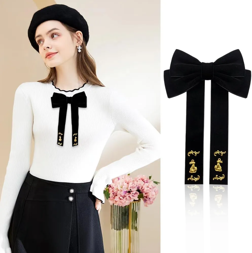 JKQBUX Bowknot Ribbon Bow Tie Brooch Pin Wedding Party Pre Tied Shirt Dress Collar Clips Neck Tie For Women Girl